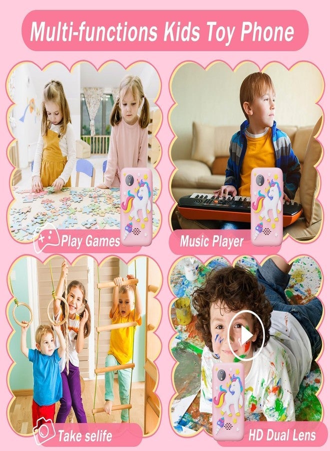 iDensic Kids Smart Phone for Girls, Christmas Birthday Gifts for Kids Age 3-10 Kids Play Cell Phone Toys - 2.8" Touchscreen Toddler Learning Play Toy Phone with Dual Camera Phone (Pink Unicorn) - Image 2